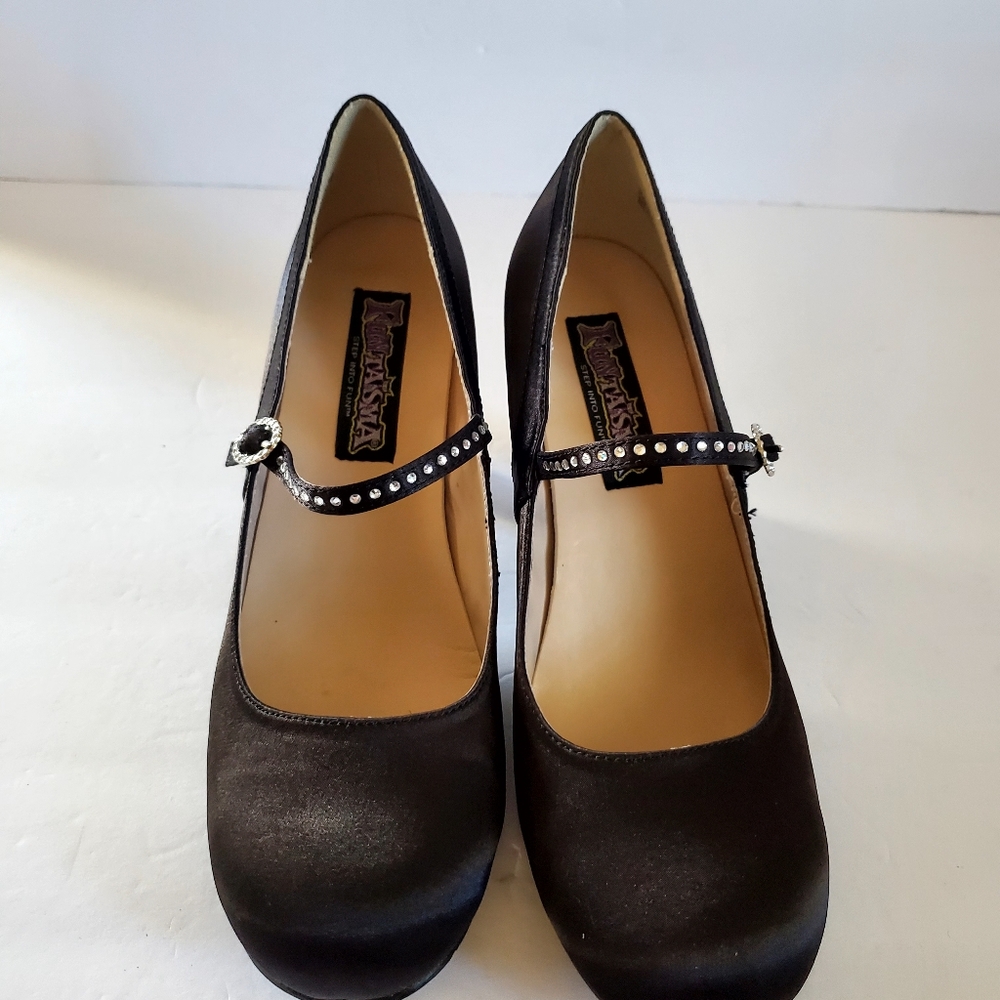 Funtasma Black Mary Jane Heels with Rhinestone Strap Size 10 - Picture 2 of 10